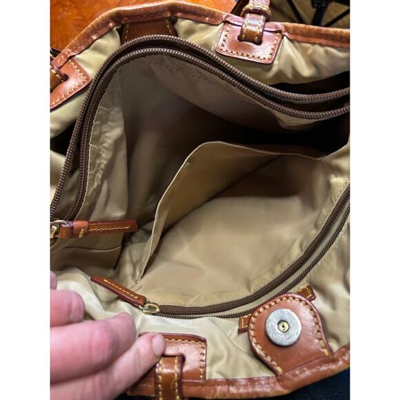 Dooney & Bourke navy blue tote bag shoppers handbag leather accents - Picture 8 of 9